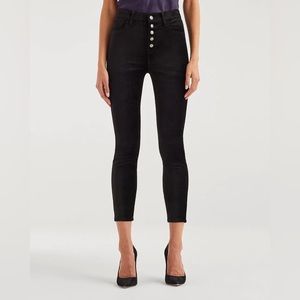 NWT 7 For All Mankind Black Velvet High Waist Ankle Skinny Pant